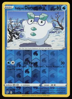 Galarian Darumaka 047/192 Common Rebel Clash Pokemon Reverse Holo Lightly Played - Image 1