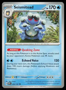 Seismitoad 052/197 Uncommon Obsidian Flames Pokemon Near Mint - Image 1