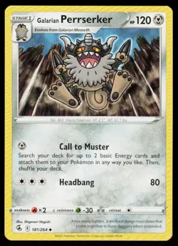 Galarian Perrserker 181/264 Uncommon Fusion Strike Pokemon Lightly Played - Image 1