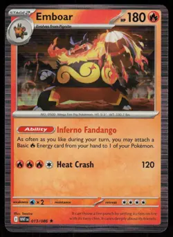 Emboar 013/086 Holo Rare White Flare Pokemon Near Mint - Image 1