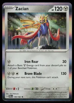 Zacian 136/182 Rare Paradox Rift Pokemon Holo Near Mint - Image 1