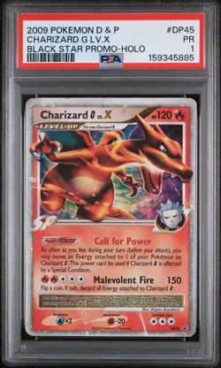 2009 POKEMON DIAMOND & PEARL BLACK STAR PROMO HOLO #DP45 CHARIZARD G LV.X PSA 1 - Image 1