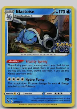 Blastoise Holo Rare Pokemon GO 017/078 LP - Image 1