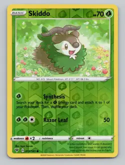 Skiddo 017/185 Common Vivid Voltage Pokemon Reverse Holo Near Mint - Image 1
