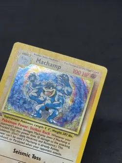 Pokemon TCG Machamp Base Set 8/102 Unlimited Cosmos Holo SWIRL - Image 2