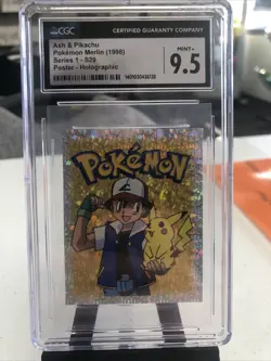 J4 Ash & Pikachu Pokemon - Merlin 1998 (CGC MINT+ 9.5) Series 1 - Image 1