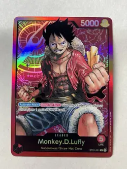 One Piece Monkey.D.Luffy ST01-001 Parallel Leader Pre-Errata Foil NM English - Image 1