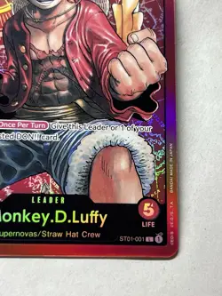 One Piece Monkey.D.Luffy ST01-001 Parallel Leader Pre-Errata Foil NM English - Image 2