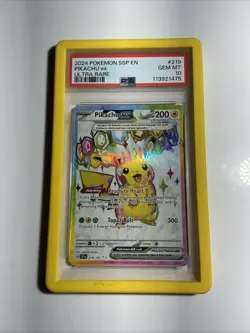Pikachu EX Holo Full Art Ultra Rare Pokemon Card PSA 10 Surging Sparks 219/191 - Image 1
