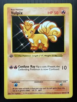 Pokemon Vulpix Base Set Shadowless 68/102 1st Edition Common (LP) - Image 1