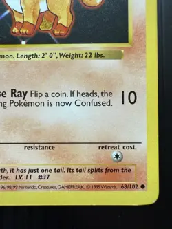 Pokemon Vulpix Base Set Shadowless 68/102 1st Edition Common (LP) - Image 5