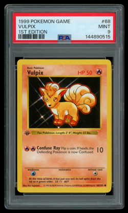 PSA 9 MINT Pokemon Vulpix 68/102 Base Set Shadowless Common 1st Edition - Image 1