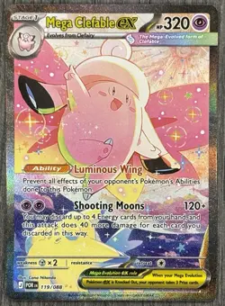 Mega Clefable ex SIR 119/088 POR - Pokemon TCG Full Art Perfect Order Card - Image 1