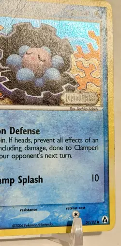 Clamperl Holo Stamped Legend Maker 2006 51/92 Pokemon HP/Damaged Crease - Image 5