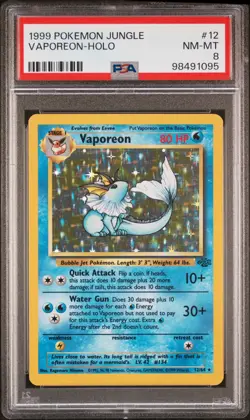 1999 POKEMON JUNGLE #12 VAPOREON-HOLO PSA 8 - Image 1