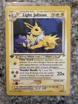 Pokemon Light Jolteon 1st Edition 48/105 Neo Destiny Rare Eevee Evolution WOTC - Image 1