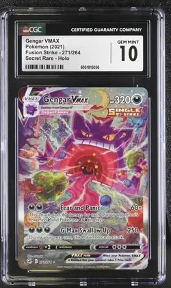 Pokemon Fusion Strike Gengar VMAX Alternate Art 271/264 CGC Gem Mint 10 - Image 1