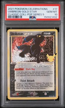 2021 Pokemon Celebrations Umbreon Gold Star Classic Collection Series #17 PSA 10 - Image 1