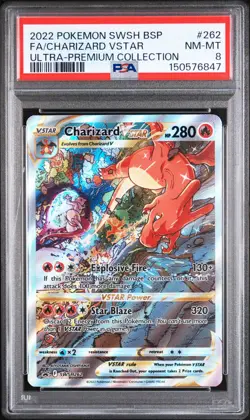 CHARIZARD VSTAR 262 ULTRA PREMIUM SWSH BLACK STAR PROMO POKEMON PSA 8 - Image 1