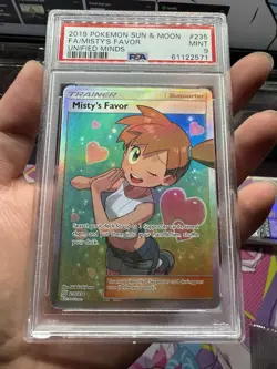 2019 POKEMON SUN & MOON UNIFIED MINDS #235 FULL ART/MISTY'S FAVOR PSA 9 - Image 1