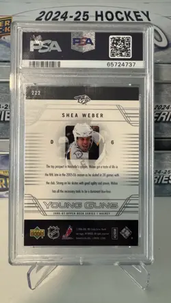2006-07 Upper Deck Young Guns #222 Shea Weber RC PSA 9 - Image 2
