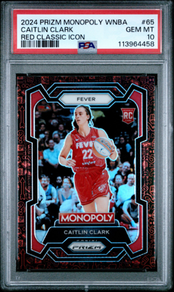 2024 Panini Prizm Monopoly Red Classic Icon #65 Caitlin Clark RC Gem Mint PSA 10 - Image 1