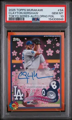 TOPPS TAKASHI MURAKAMI + MLB WORLD TOUR TOKYO SERIES CLAYTON KERSHAW 3/25 PSA 10 - Image 1