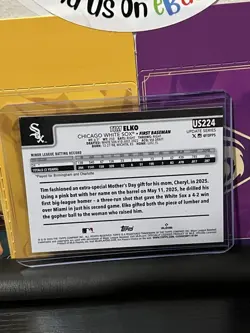 2025 Topps Update YELLOW BORDER Tim Elko ROOKIE #US224 - Chicago White Sox RC SP - Image 3