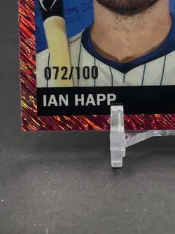 2025 Topps Chrome Platinum - IAN HAPP - Fuchsia Toile Shimmer #/100 - Cubs #80 - Image 3
