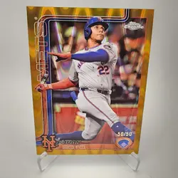 2025 Topps Chrome Gold RayWave Refractor Juan Soto 50/50 Bookend! New York Mets - Image 1