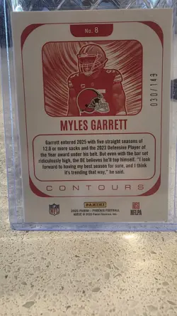 2025 Panini Phoenix - Contours Myles Garrett #8 /149 yellow pyramids - Image 2