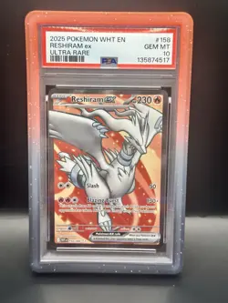 Pokemon PSA 10 2025 SV White Flare English Reshiram ex Ultra Rare Holo 158/086 - Image 1