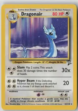 Dragonair 22/130 Rare Base Set 2 Pokemon Near Mint - Image 1