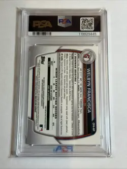 2023 1st Bowman Chrome Orange Wave Ref Welbyn Francisca Auto 03/25 RC SP PSA 10 - Image 2