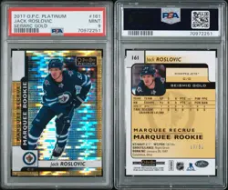2017-18 O-pee-chee Platinum Seismic Gold Jack Roslovic Rookie - 13/50 PSA 9 Pop2 - Image 3