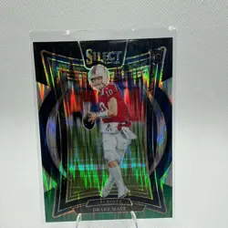 2024 Panini Select #27 Drake Maye Black & Green Prizm Shock - Image 1
