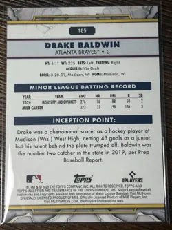 2025 Topps Inception Drake Baldwin RC Rookie SP Black Atlanta Braves #105 - Image 2