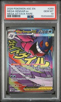 2026 Pokemon PSA 10 Mega Gengar Ascended EX Heroes Mega Attack Rare 269/217 - Image 1