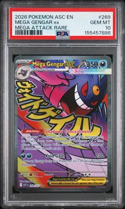 2026 Pokemon PSA 10 Mega Gengar Ascended EX Heroes Mega Attack Rare 269/217 - Image 1