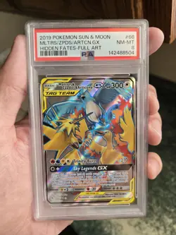 Pokemon TCG Moltres & Zapdos & Articuno GX 66/68 Hidden Fates PSA 8 EN 2019 - Image 1