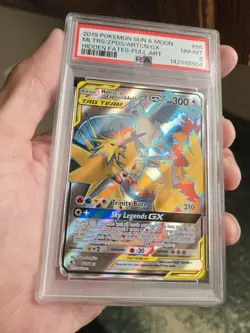 Pokemon TCG Moltres & Zapdos & Articuno GX 66/68 Hidden Fates PSA 8 EN 2019 - Image 3