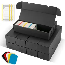 Trading Card Storage Box 10 Pack, 10 Color Dividers 15 Label Stickers 30 Divi... - Image 1