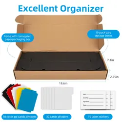 Trading Card Storage Box 10 Pack, 10 Color Dividers 15 Label Stickers 30 Divi... - Image 2