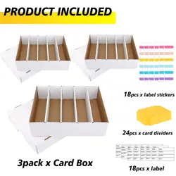 3Pack Trading Card Storage Box, 3900-Count Sports Card Boxes Card Sorting Tra... - Image 3