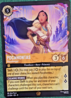 Disney Lorcana TCG Winterspell Pocahontas Peacekeeper Legendary Non Foil 22/204 - Image 1