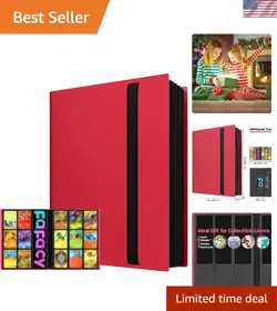 9-Pocket Trading Card Binder - Waterproof & Secure Deep Red Design - Image 1