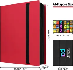 9-Pocket Trading Card Binder - Waterproof & Secure Deep Red Design - Image 5