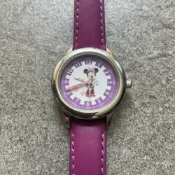 DISNEY MINNIE MOUSE Kids Time Teacher Watch 30mm Silver Tone Case D3 - Image 1