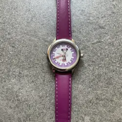 DISNEY MINNIE MOUSE Kids Time Teacher Watch 30mm Silver Tone Case D3 - Image 2