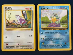 Pokemon TCG WOTC Base Set 2 2-Card Lot 1999 Eng. Rattata 89/130 Squirtle 93/130 - Image 1